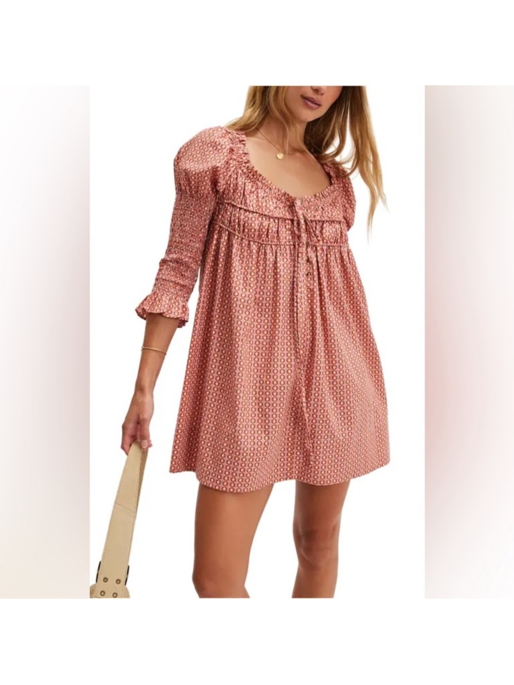 Free People Retro Printed Babydoll Dress